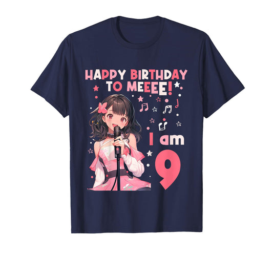 9 years old 9th birthday for Girl Anime 9 Birthday T-Shirt
