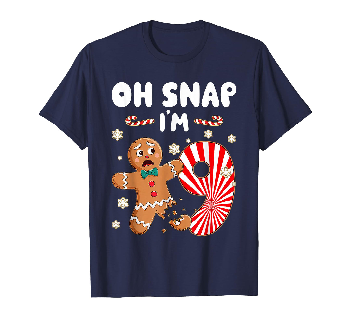 Christmas Oh Snap 9 Year Old Gingerbread Man 9th Birthday T-Shirt