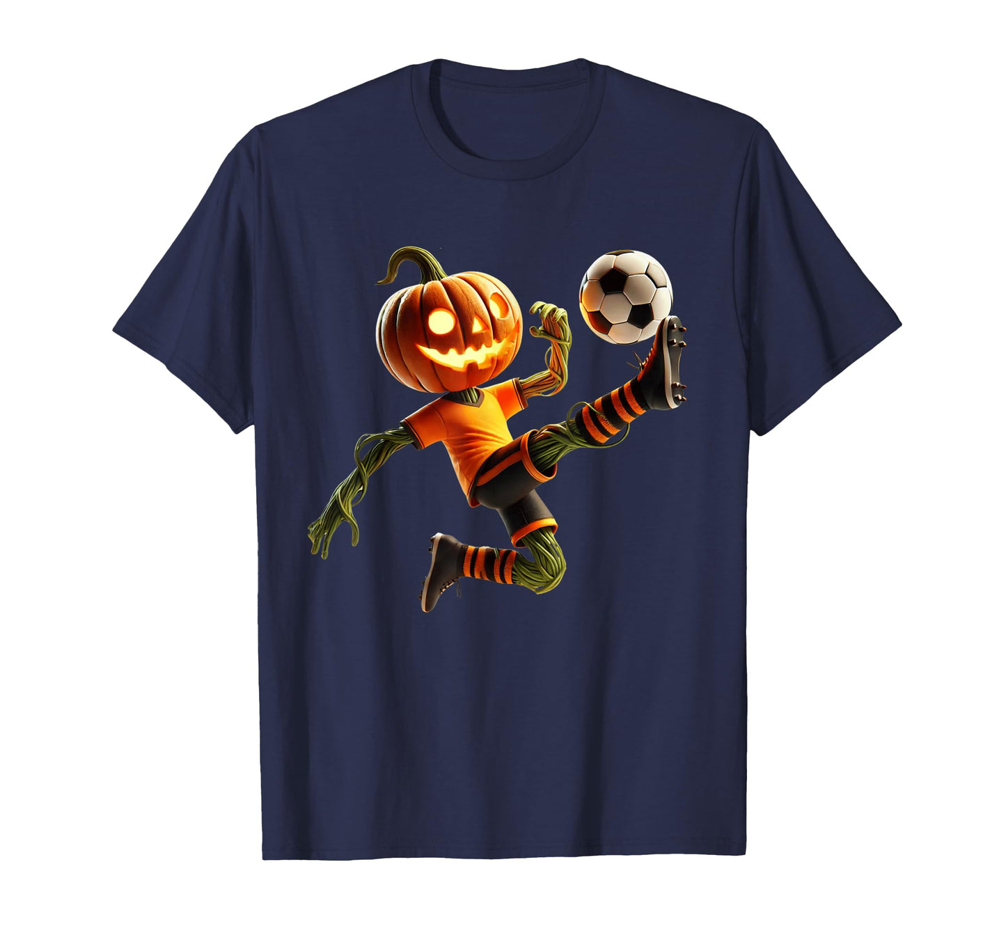 Pumpkin Face Soccer Halloween Costume Men Boys Kids Cute T-Shirt