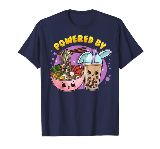 Powered By Ramen Bubble Tea Boba Kawaii Japanese Anime Lover T-Shirt