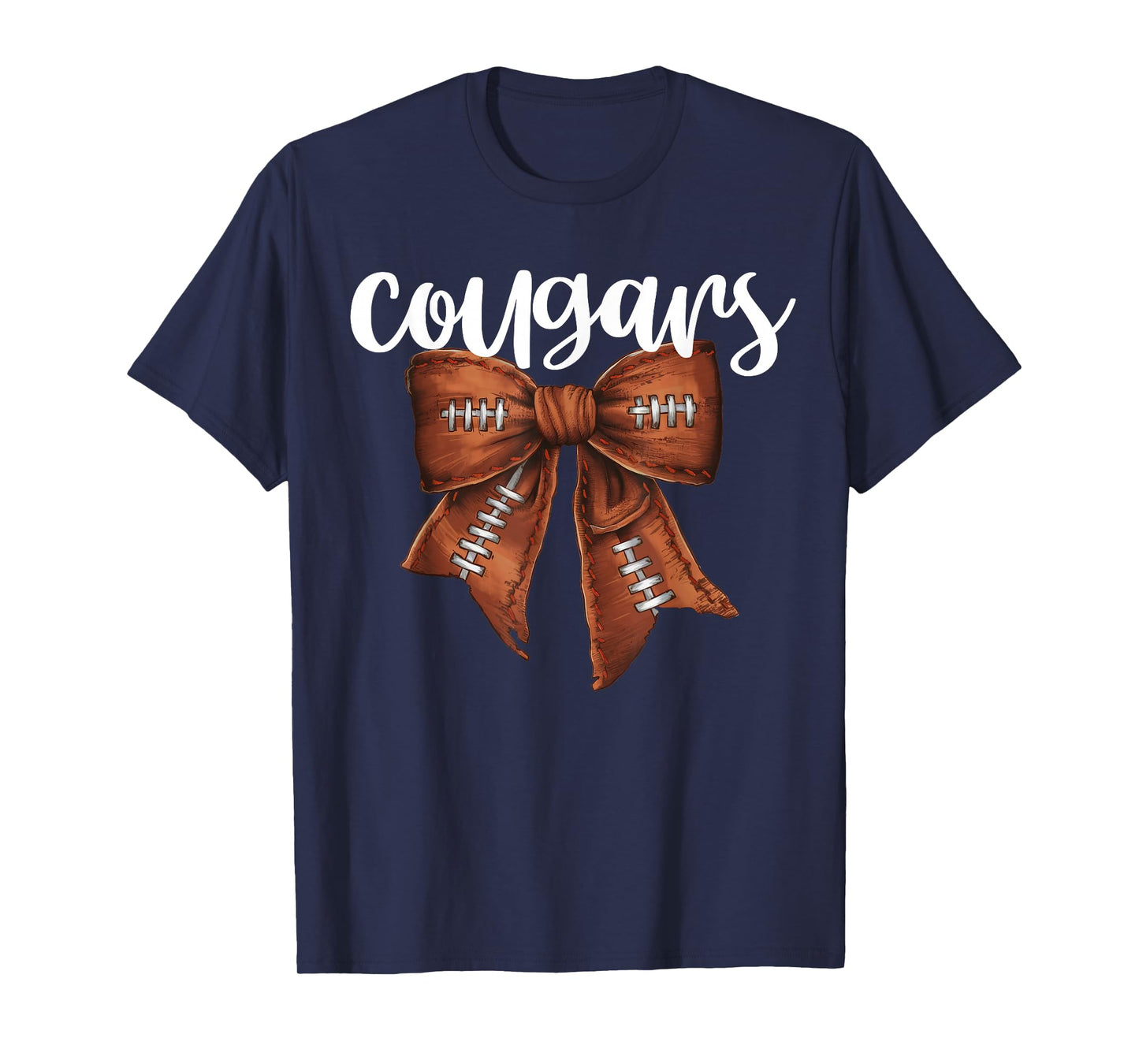 Cougars Football Bow School Spirit Team Mascot Game Night T-Shirt