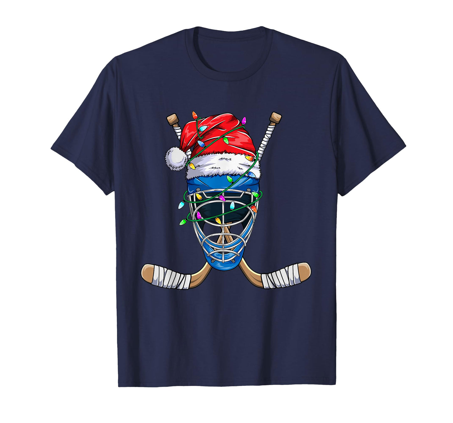 Santa Sports Design For Men Boys Christmas Hockey Player T-Shirt