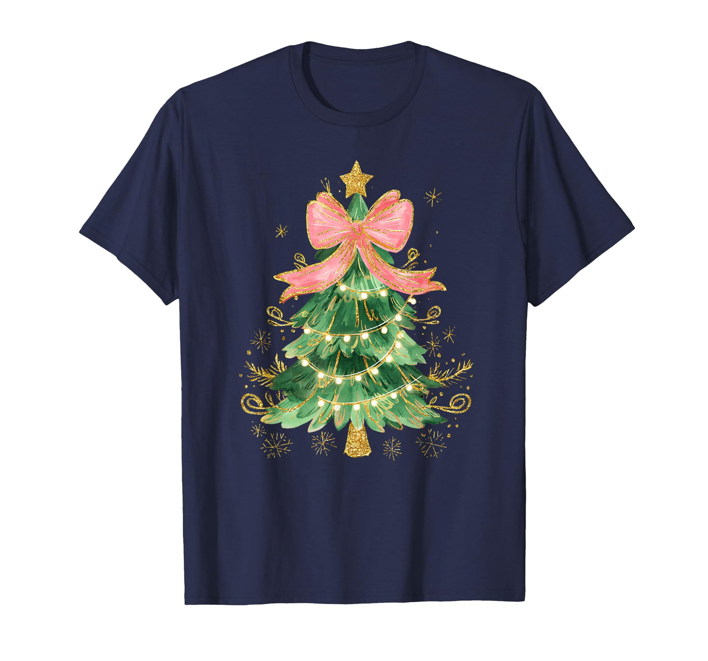 Coquette Bow Christmas Tree Xmas Holiday Girl Women Kid T-Shirt