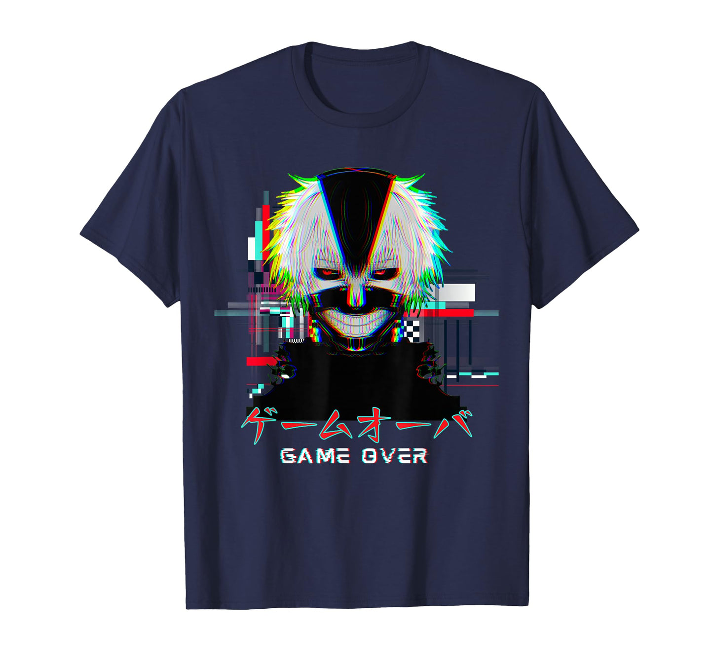 Japanese Vaporwave Anime Boy Game Over Glitch Aesthetic T-Shirt