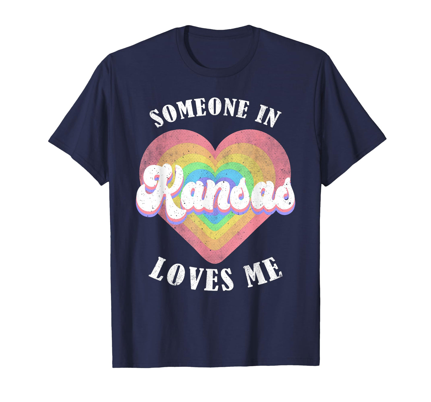 Someone In Kansas Loves Me Heart Retro Groovy T-Shirt