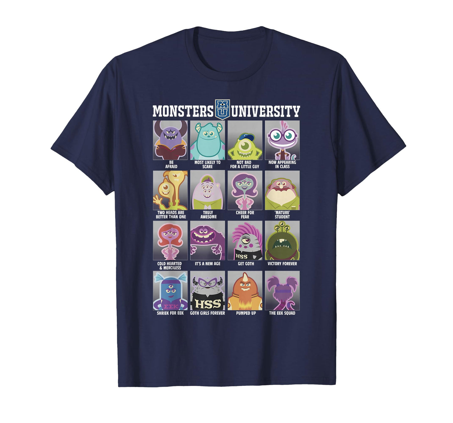 Disney Pixar Monsters University Class Photos Vintage Box Up T-Shirt