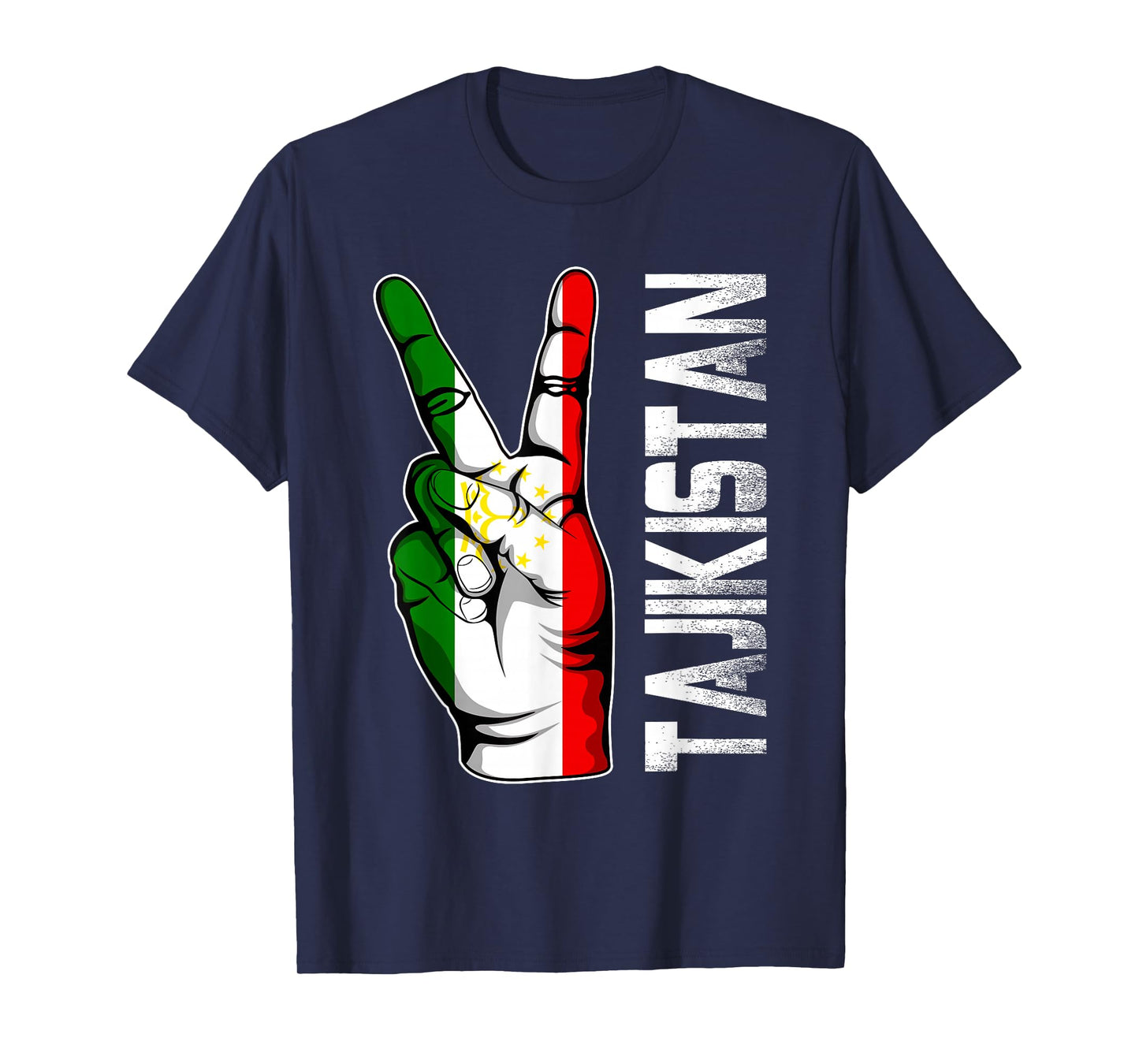 Retro Patriotic Victory Tajikistan Flag Fingers T-Shirt