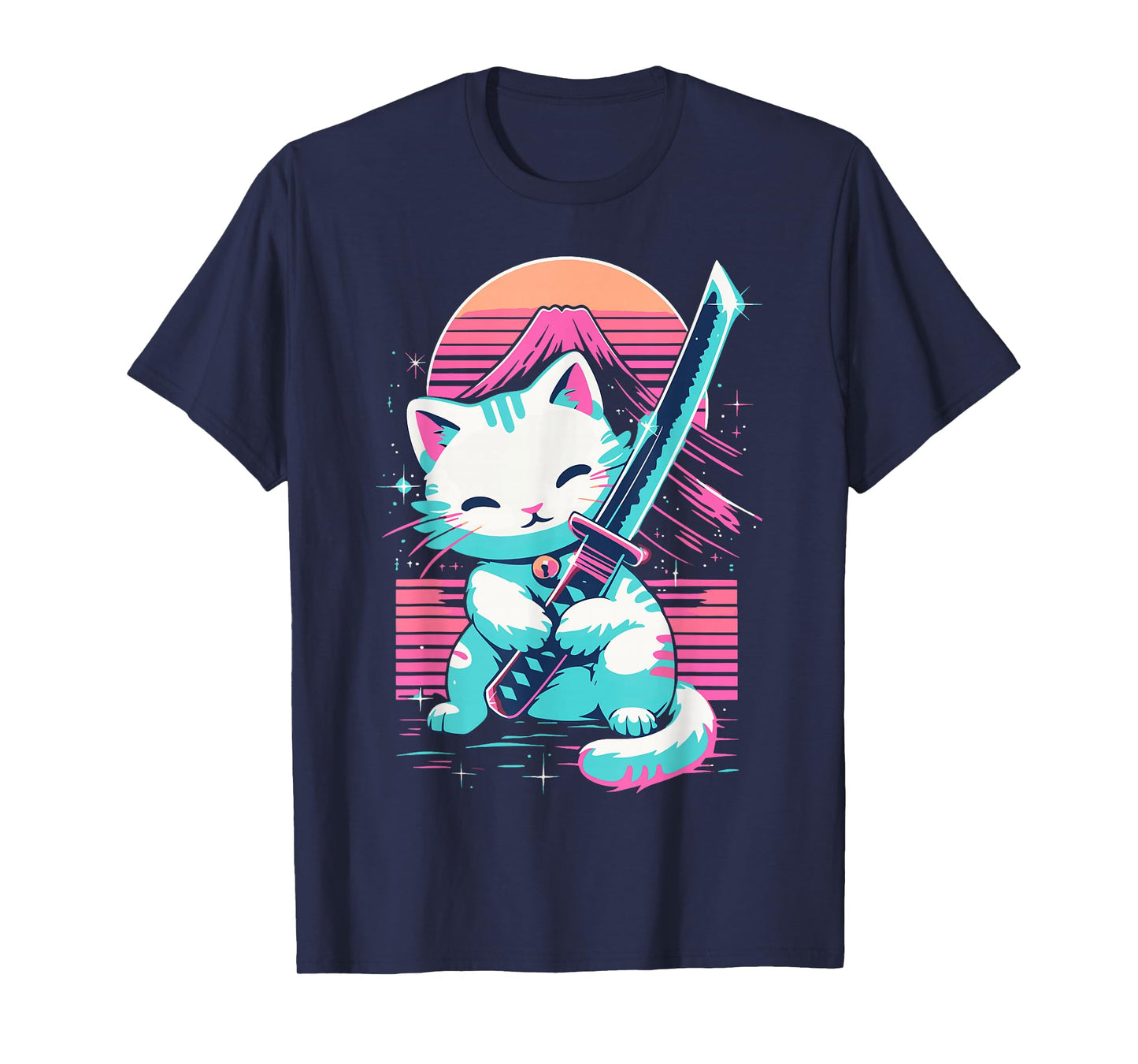 Cat With Katana Sword Japan Cat Samurai Japanese T-Shirt