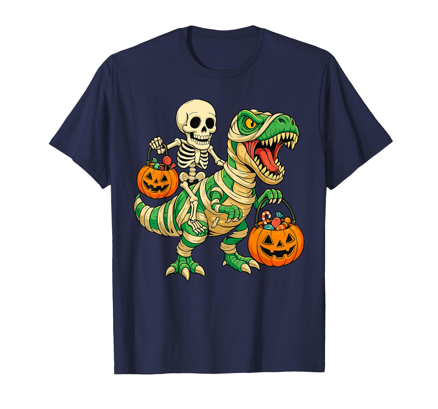 Dinosaur Mummy Skeleton Costume Kids, Spooky Halloween T-Shirt