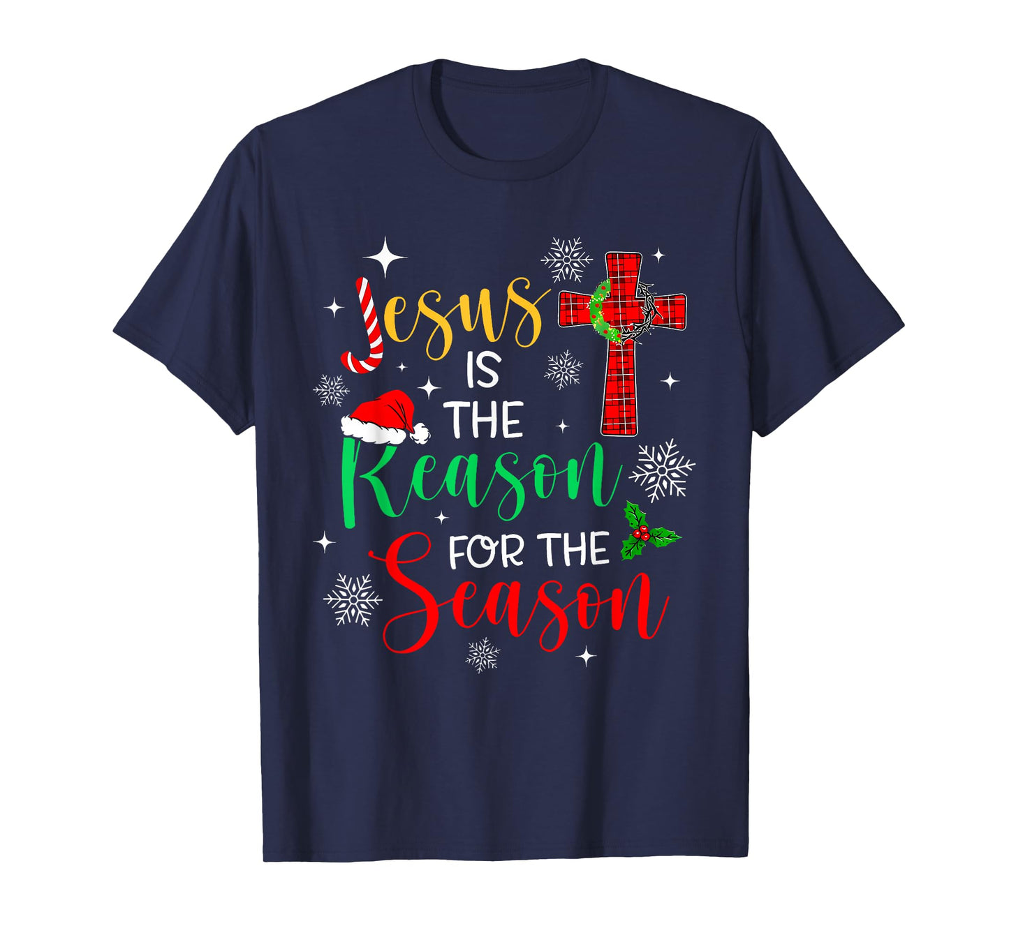 Jesus is The Reason for The Season Christmas Xmas Candy Cane T-Shirt