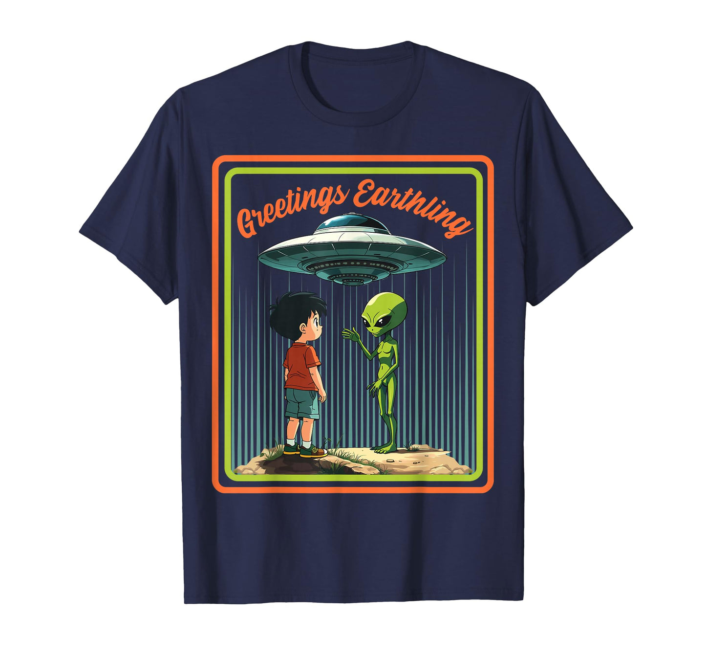 Vintage Child Game Horror, Dark Humour Greetings Earthling T-Shirt