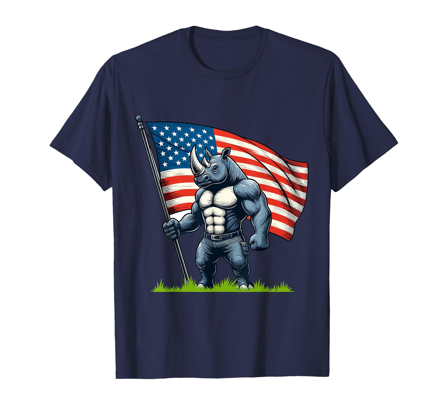 Patriotic Rhino with American Flag For Rhino Lovers Patriots T-Shirt