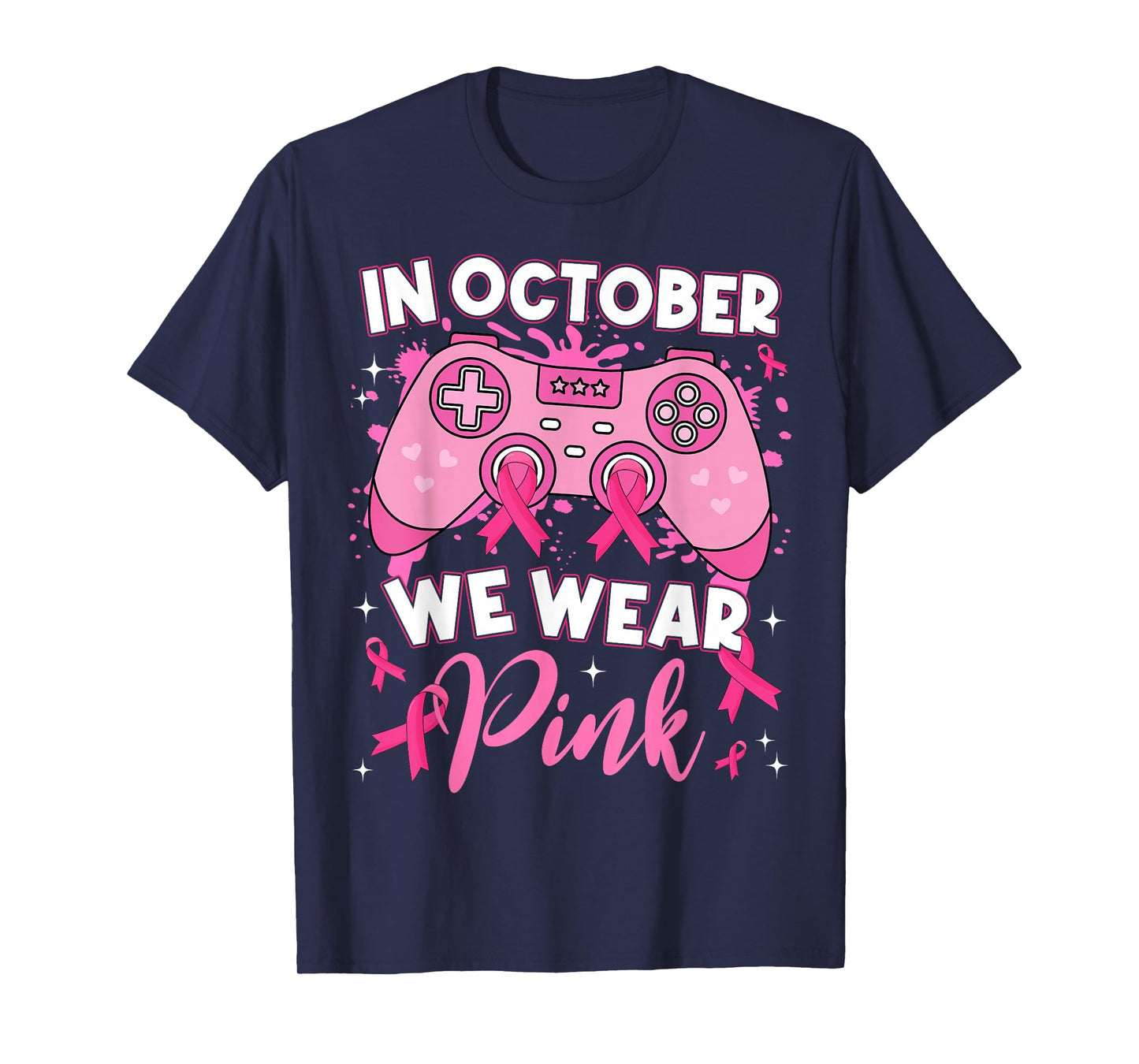 Gamer Gaming In October We Wear Pink Breast Cancer Boys Kids T-Shirt