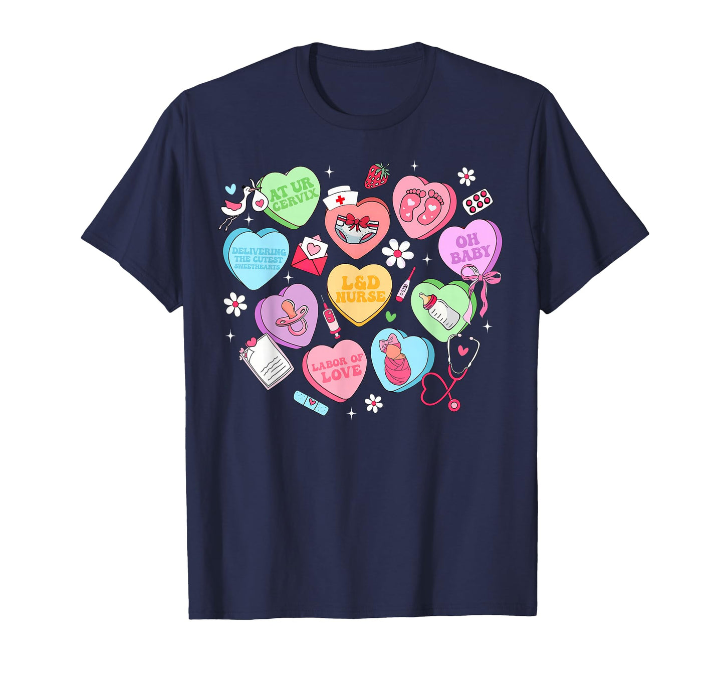 Valentine Labor and Delivery Nurse Heart Girl Women T-Shirt