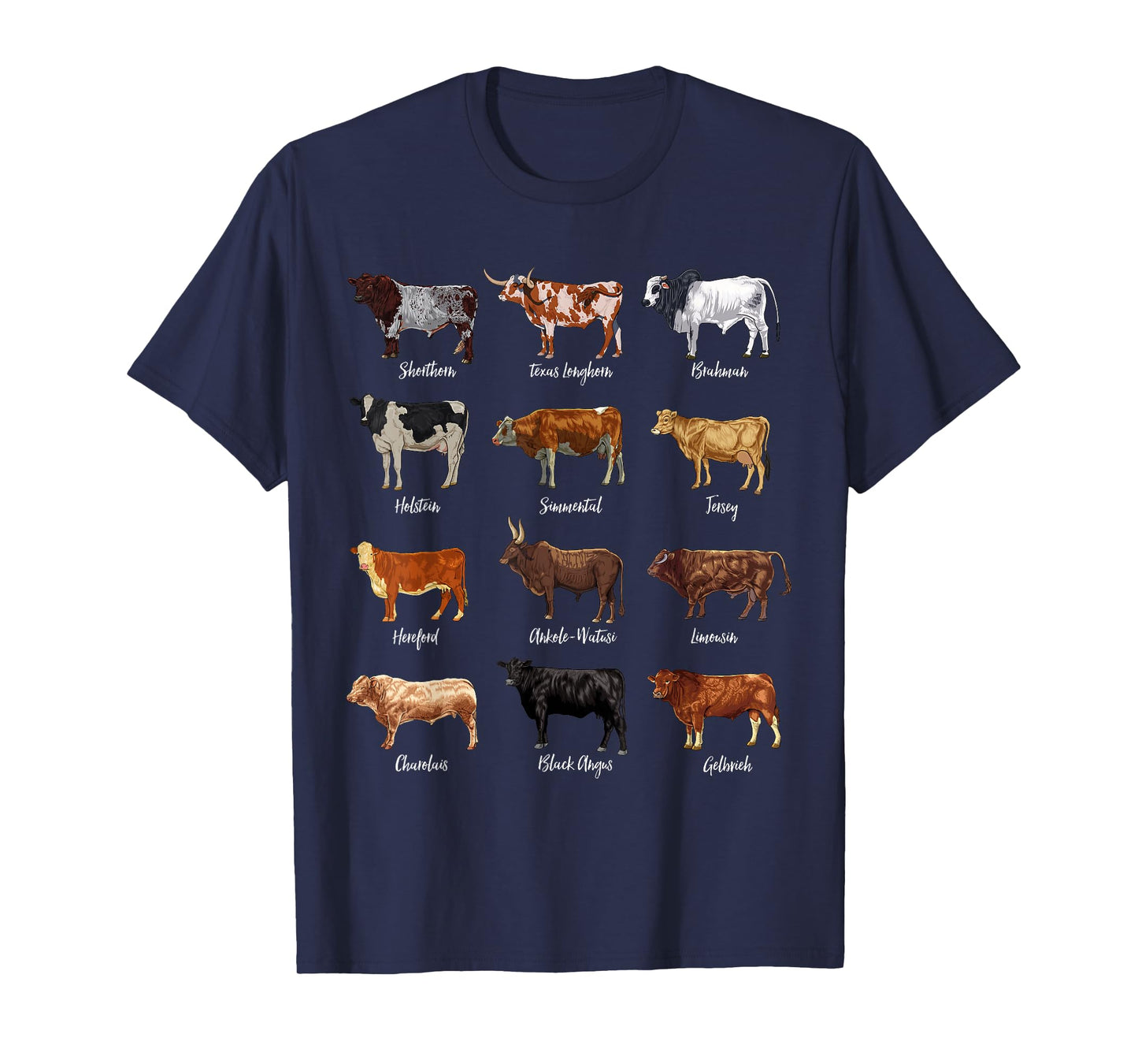 Cattle Drawings - Types of Cows T-Shirt