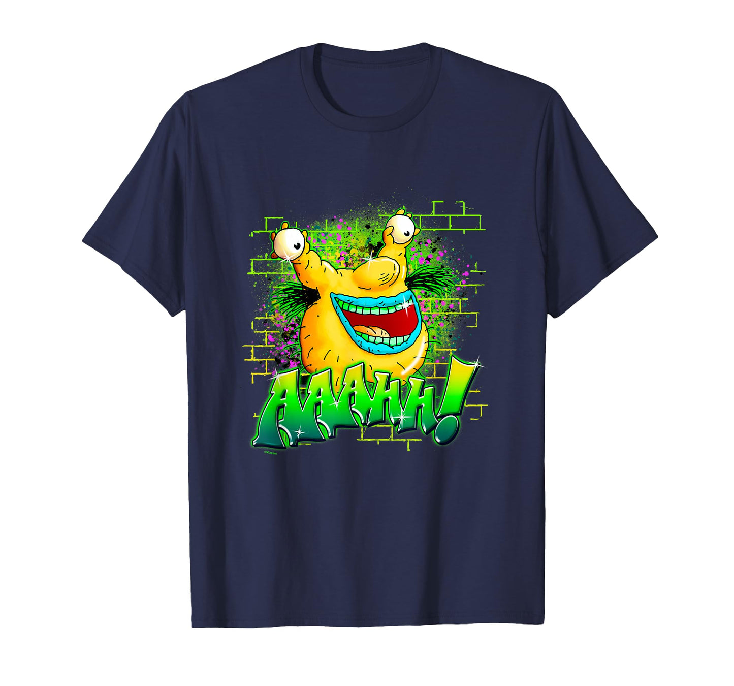Aaahh!!! Real Monsters Krumm Neon Brick Wall Vintage Badge T-Shirt