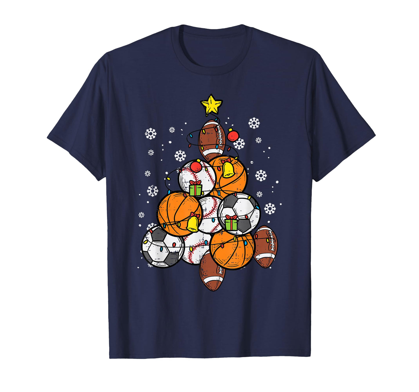 Sport Christmas Tree Football Soccer Baseball Basketball T-Shirt