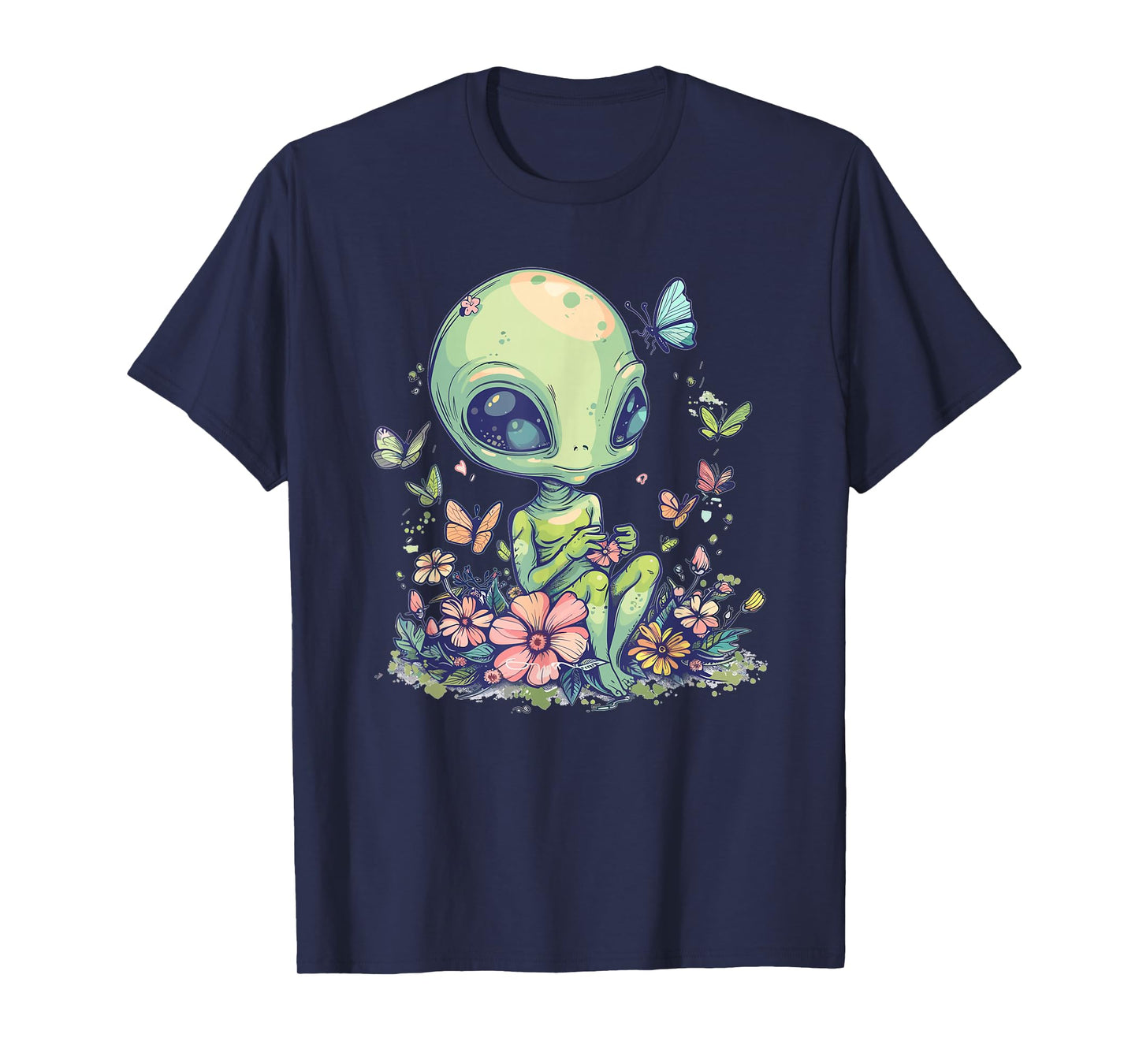 Cute Alien Girl With Flowers I Alien T-Shirt