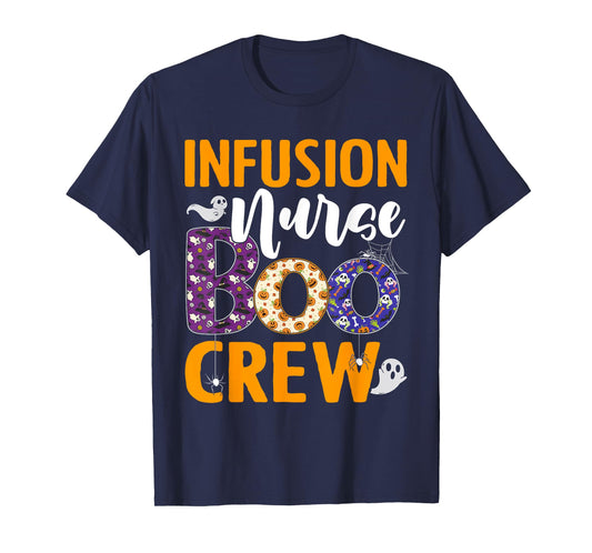 Infusion Nurse Boo Crew Scary Nurse Halloween Ghost Spider T-Shirt