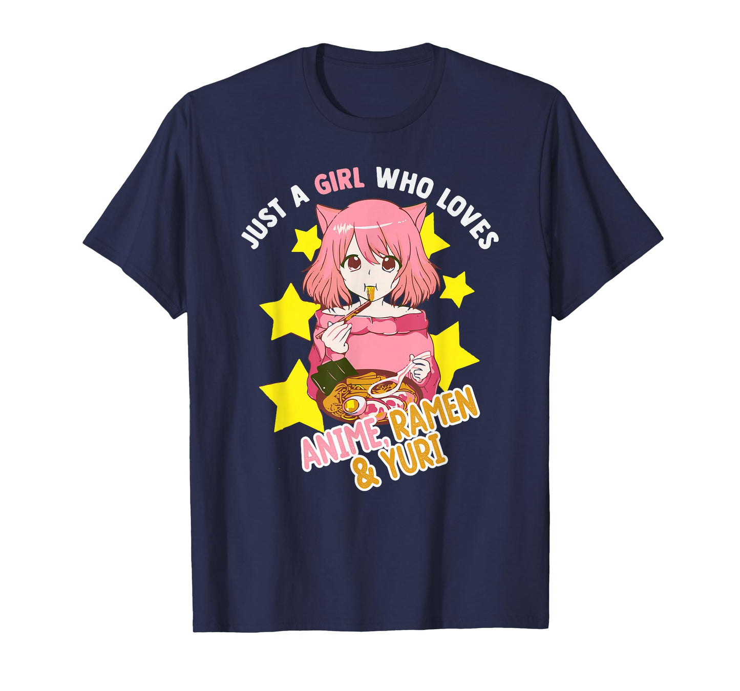 Just A Girl Who Loves Anime Ramen Yuri Lesbian Otaku Weeb T-Shirt