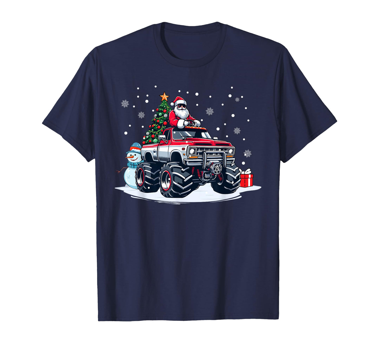 Funny Christmas Santa Monster Truck Youth Boys Kids T-Shirt