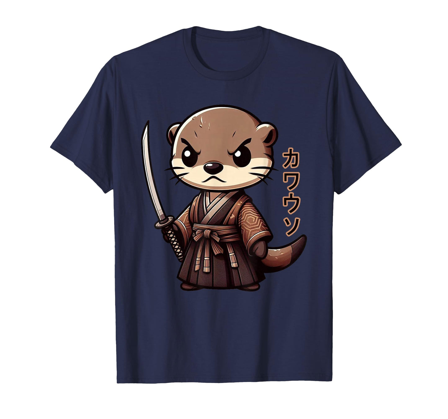 Japanese Samurai Otter Kawaii Art Otaku Japanese Ninja Kanji T-Shirt