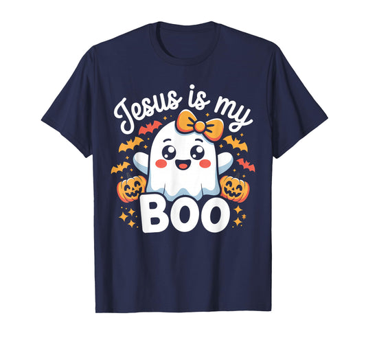 Jesus is My Boo Cute Ghost Halloween Design T-Shirt