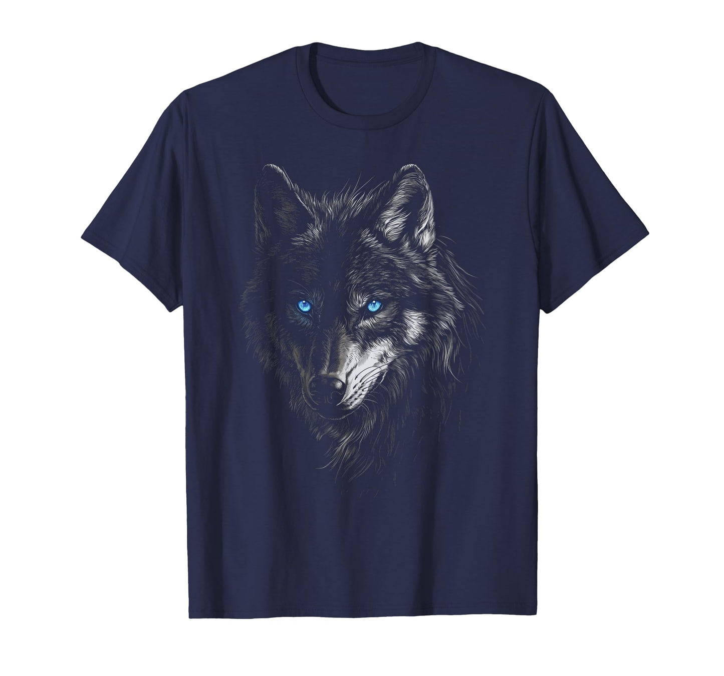 Mystic Wolf with Blue Eyes Animal Art Graphic Wolves T-Shirt