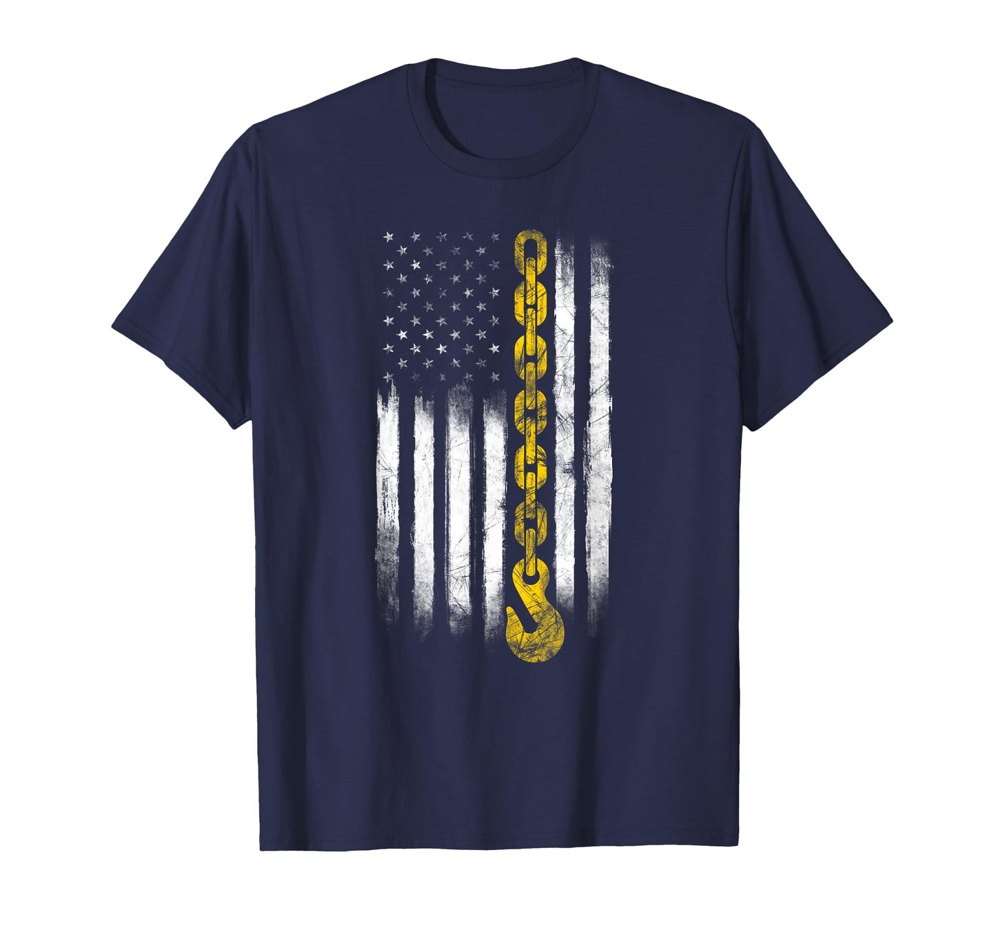 Tow Truck Driver Gift Men USA Flag Towing Hook For US T-Shirt