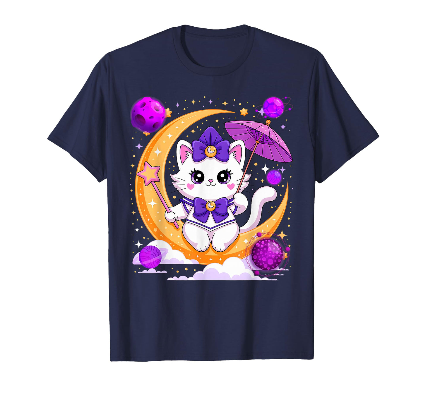Sailor Meow Cute Moon Cat Space Magic Gothic Halloween T-Shirt