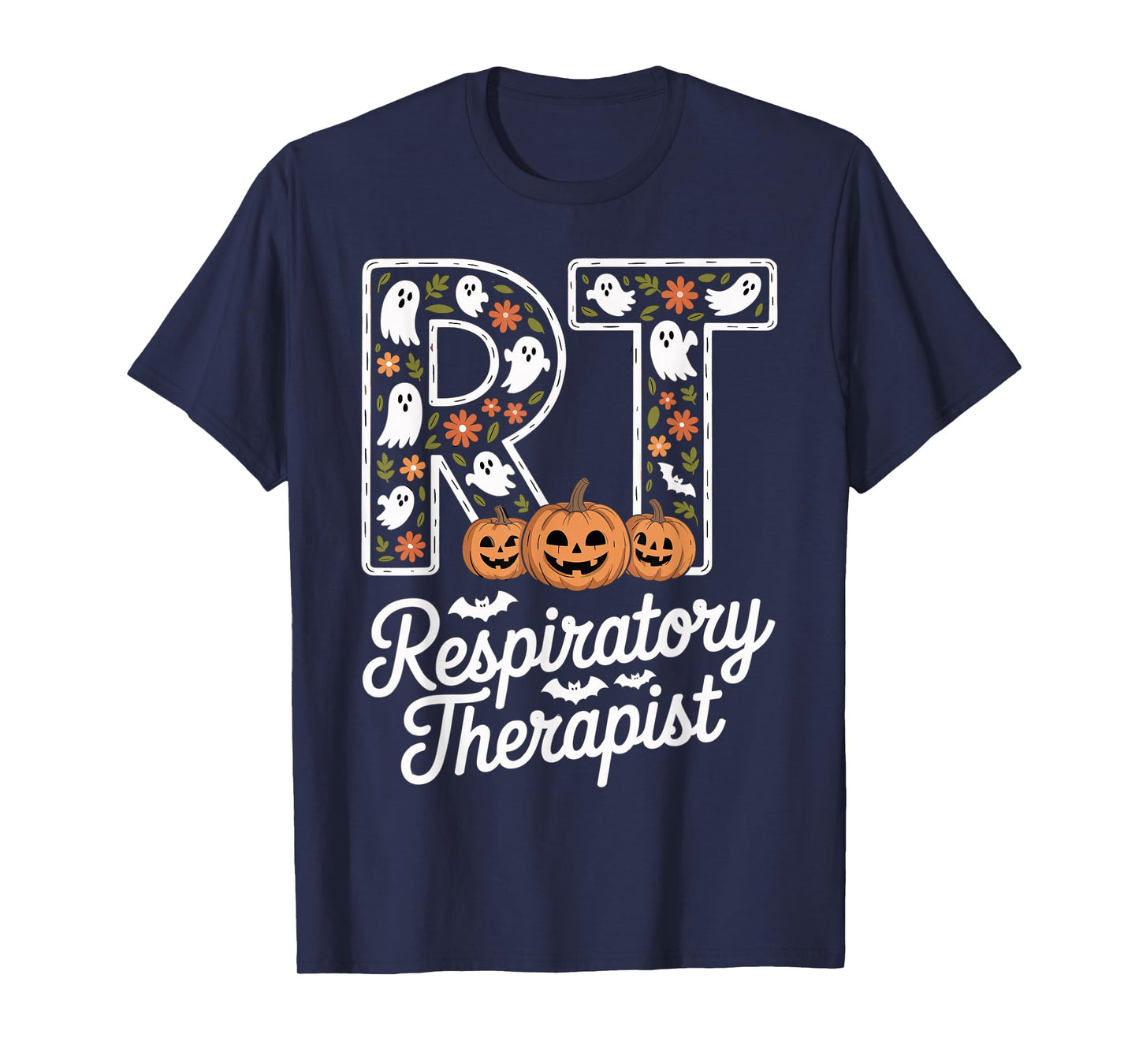 RT Respiratory Therapist Halloween Ghost Pumpkin Pulmonary T-Shirt
