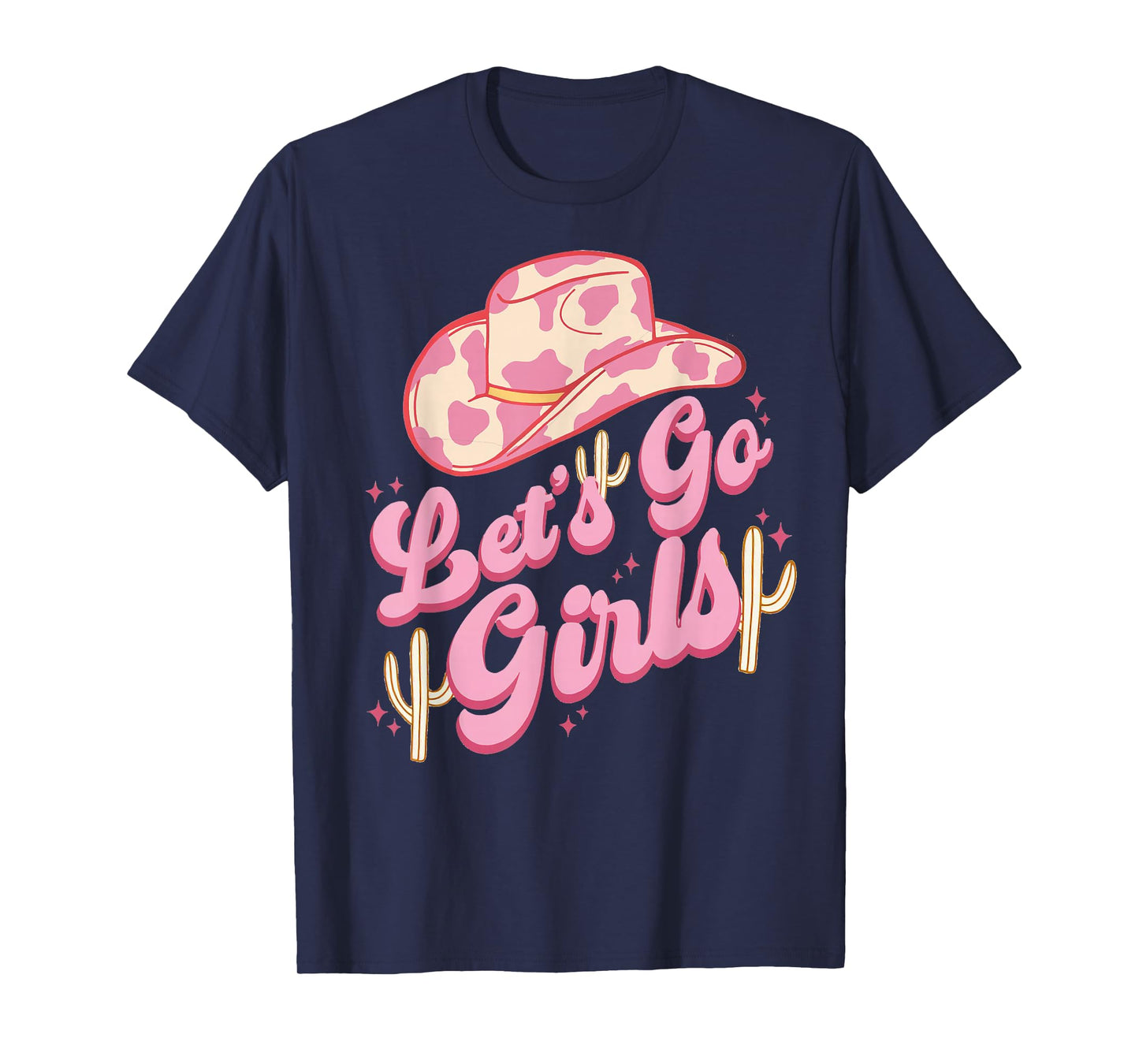 Leopard Cowboy Hat Let's Go Cowgirl Girls Western Country T-Shirt