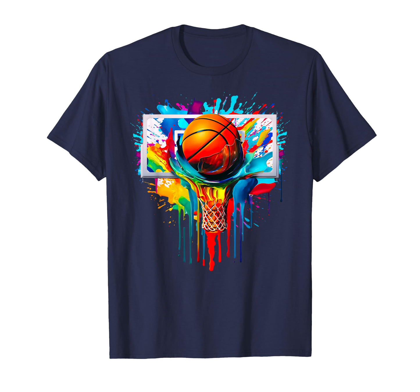 Multicolor Basketball Ball Slam Dunk Hoop Basketball Buckets T-Shirt