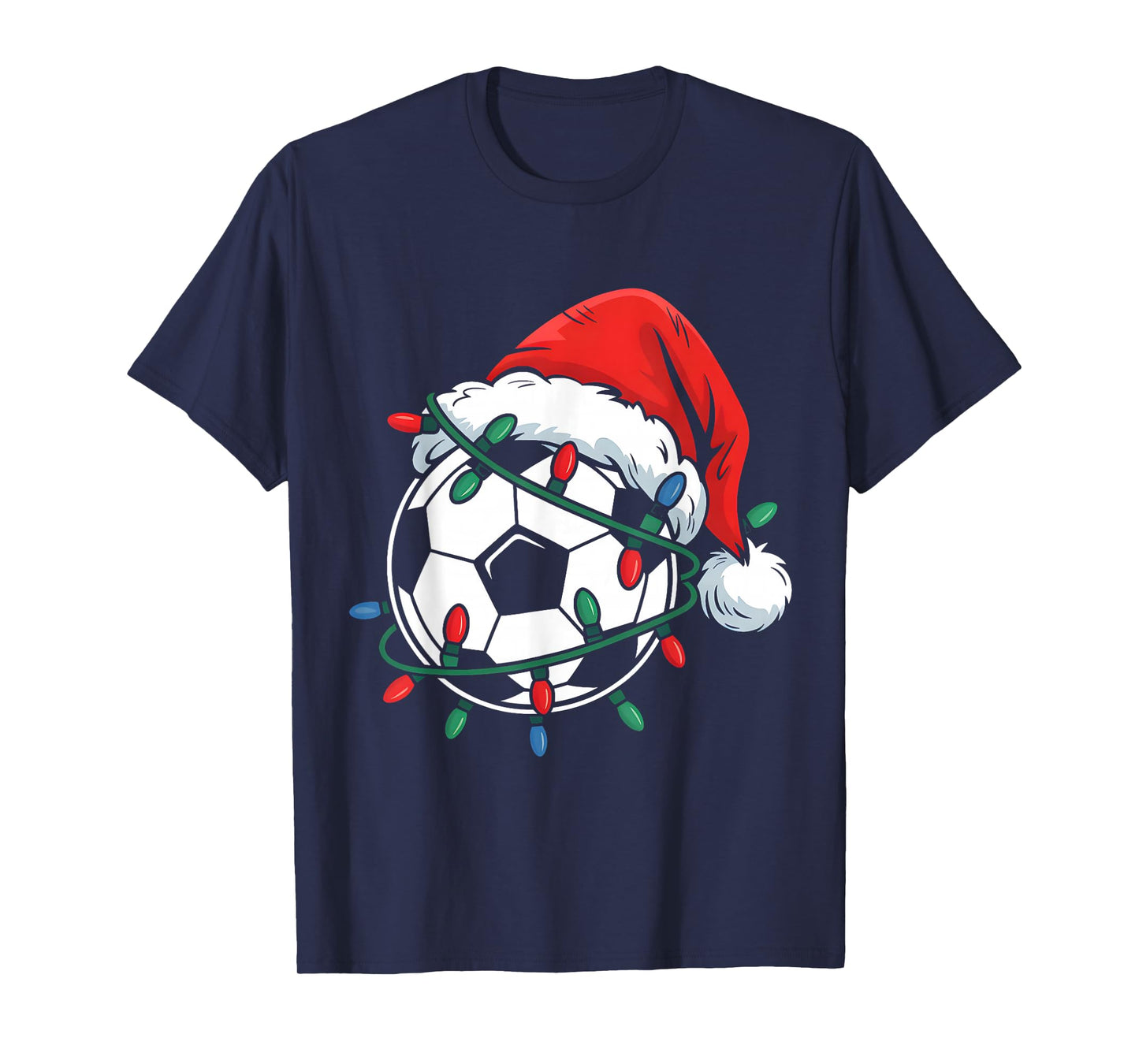 Soccer Ball Santa Hat Xmas Funny Christmas Soccer Lover T-Shirt