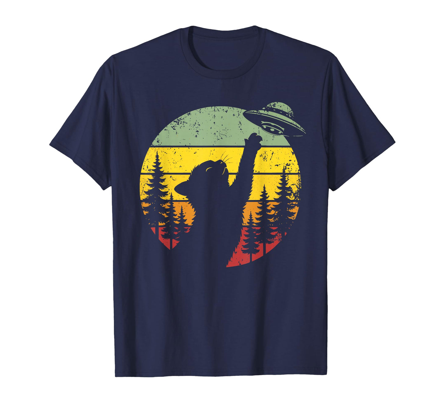 Cat UFO Shirt Alien Spaceship Funny Vintage Space Humor T-Shirt