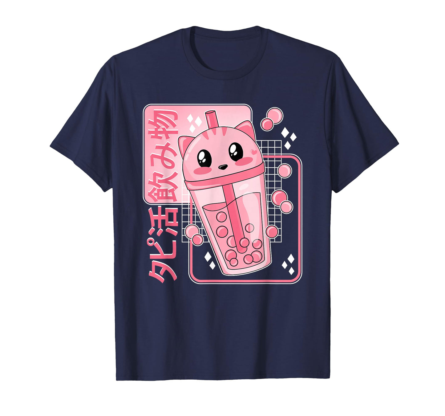 Kawaii Boba Tea Cat Bubble Tea Japanese Anime Women Girls T-Shirt