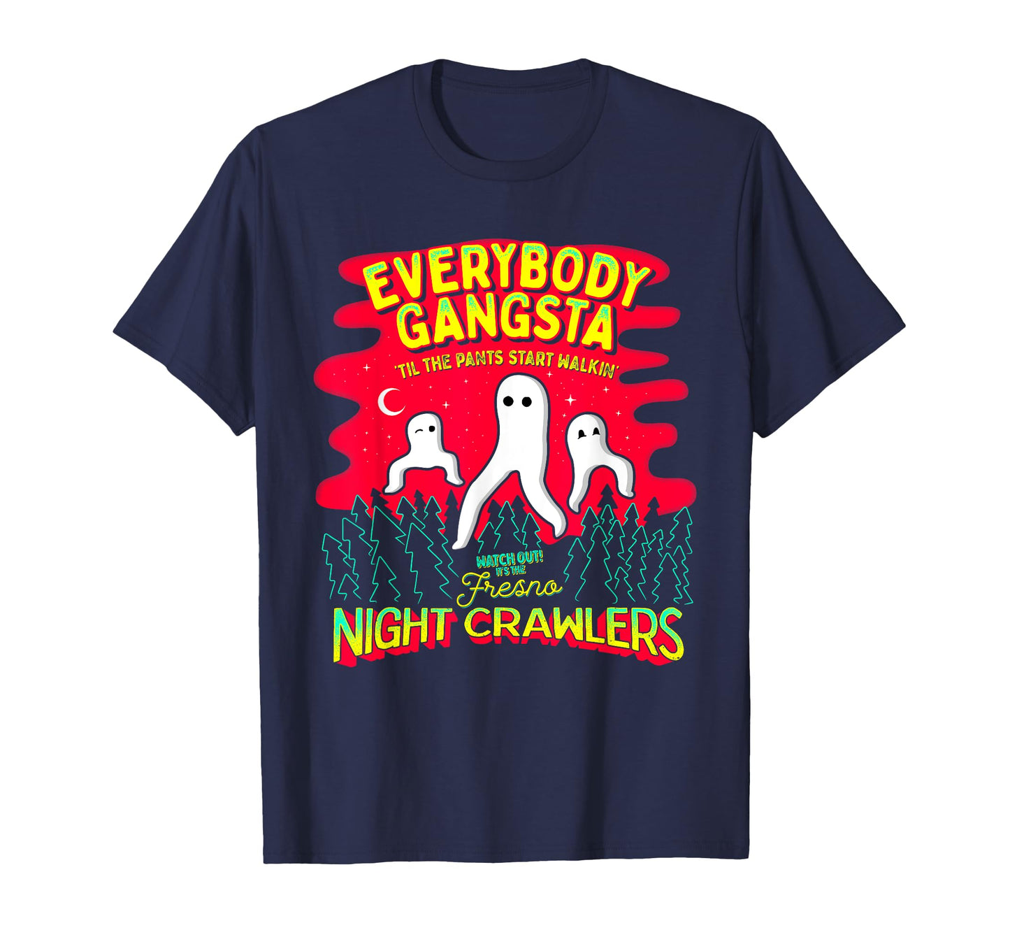 Strangeology Fresno Nightcrawlers Unisex Adult T-Shirt - Black, Small - Short Sleeve, Classic Fit - Cryptozoology Meme Graphic Tee