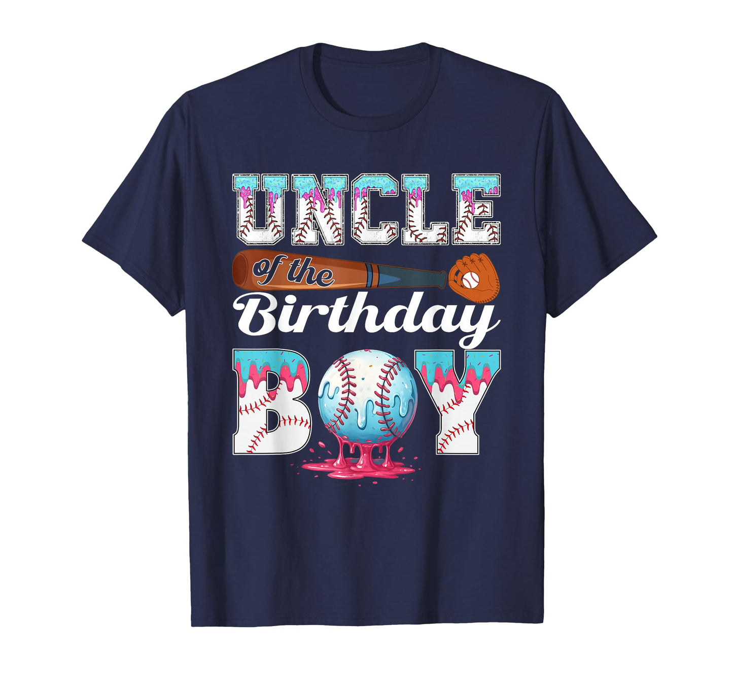 Baseball Ice Cream Drip Uncle of The Birthday Boy T-Shirt