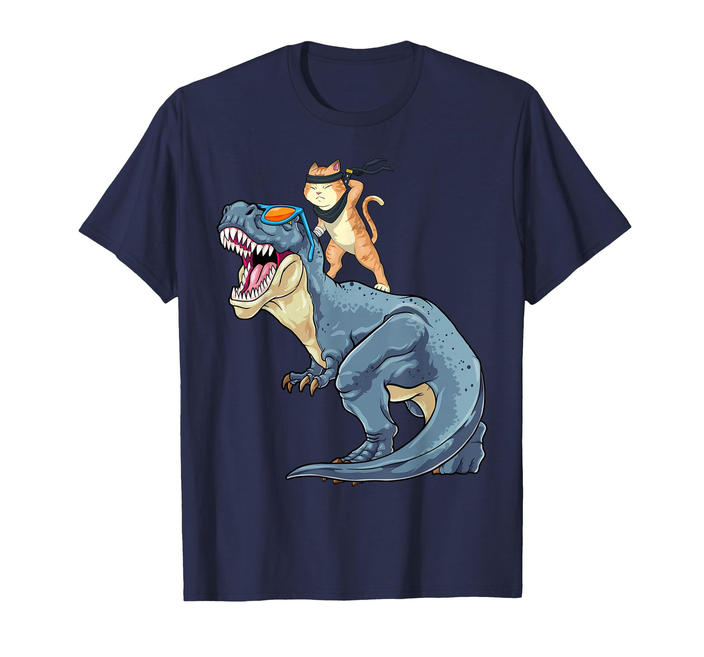 Samurai Cat Shirt - Retro Ninja Japanese Cat Dinosaur T-Rex T-Shirt