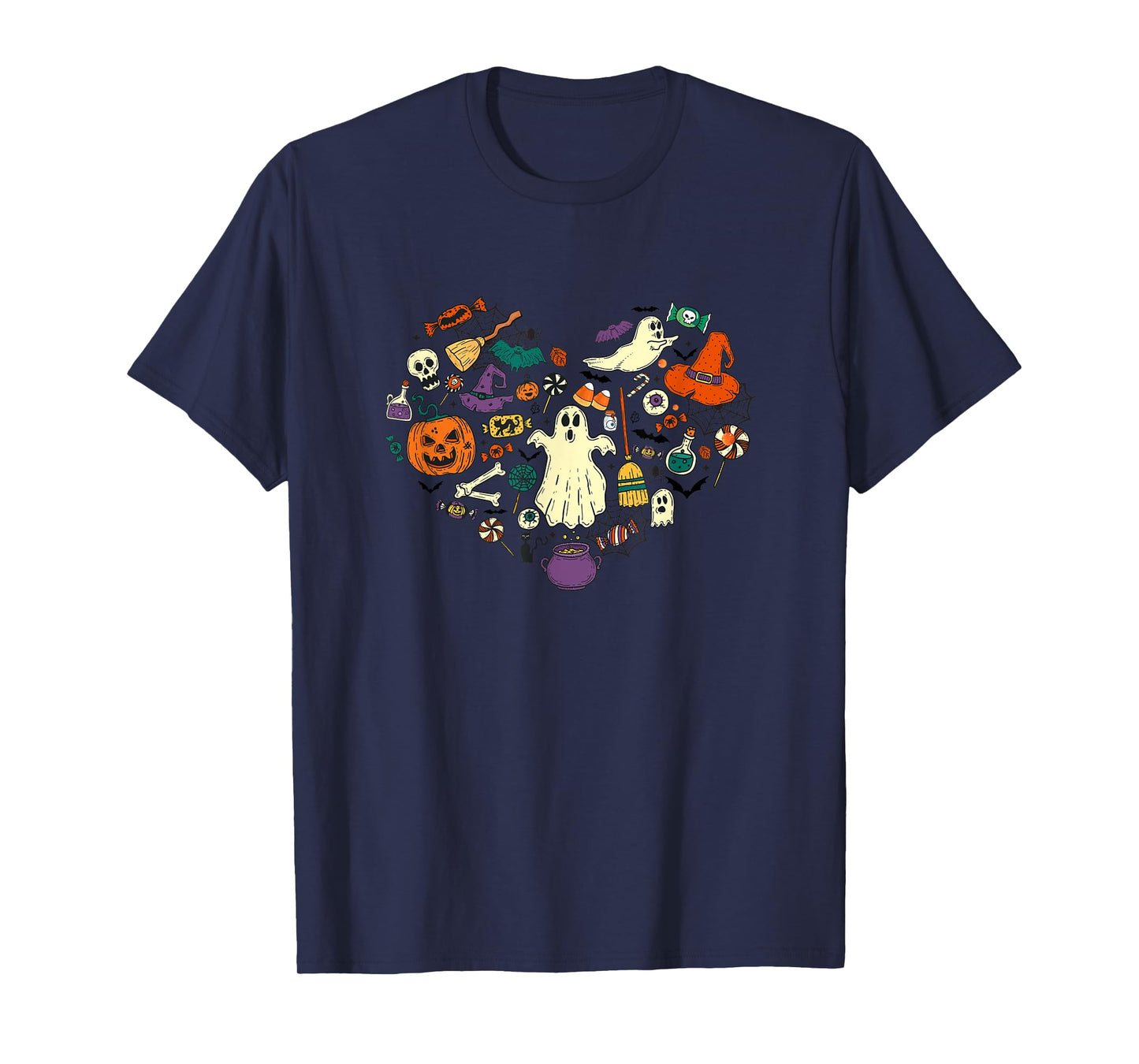 Halloween Heart Women Cute Vintage Graphic Halloween Party T-Shirt