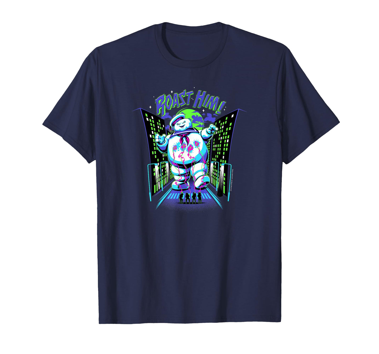 Ghostbusters Roast Him! Stay Puft Arcade Graphic Retro Movie T-Shirt