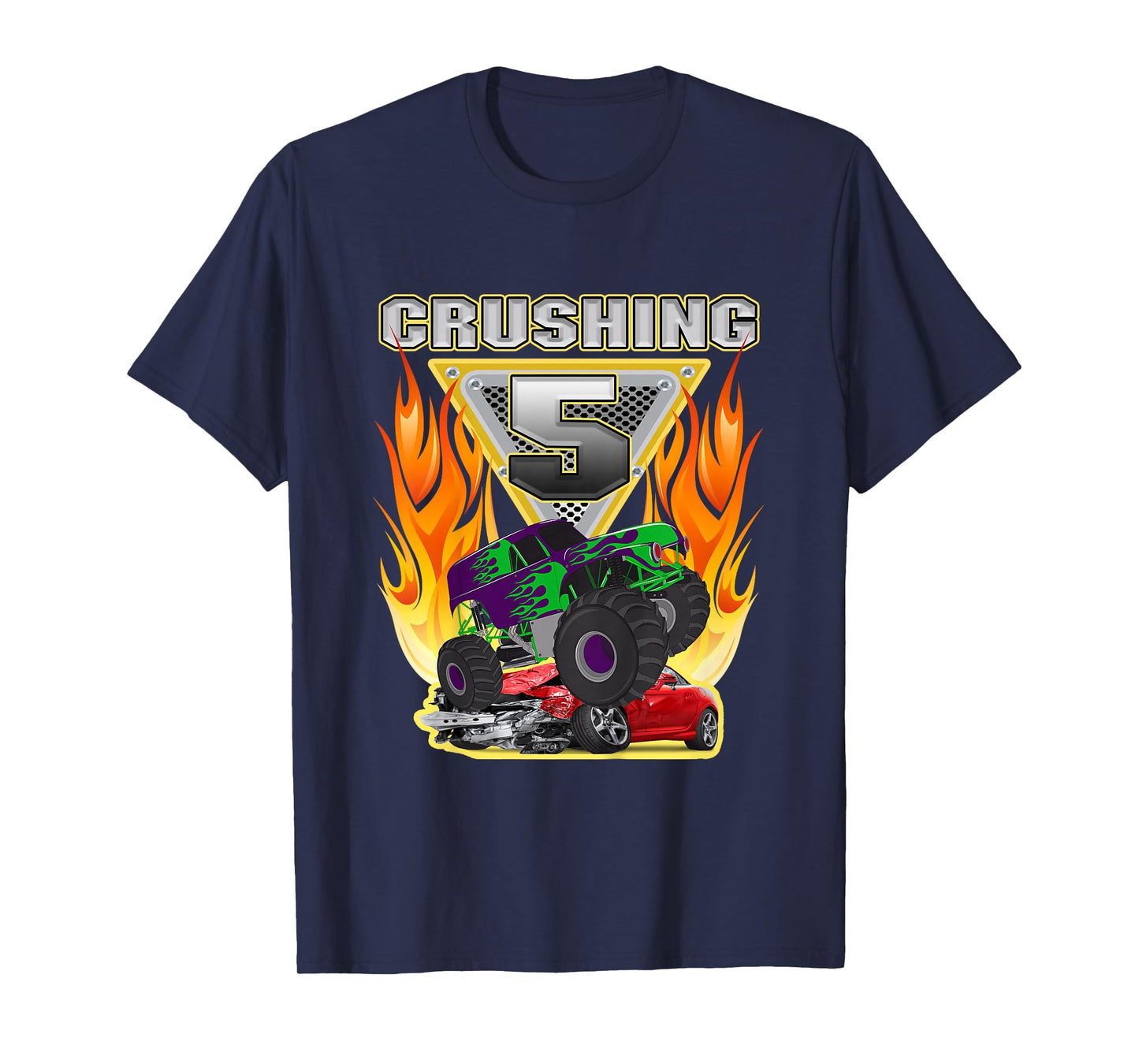Monster Truck Crushing being 5 Five Years Old 5th Birthday T-Shirt