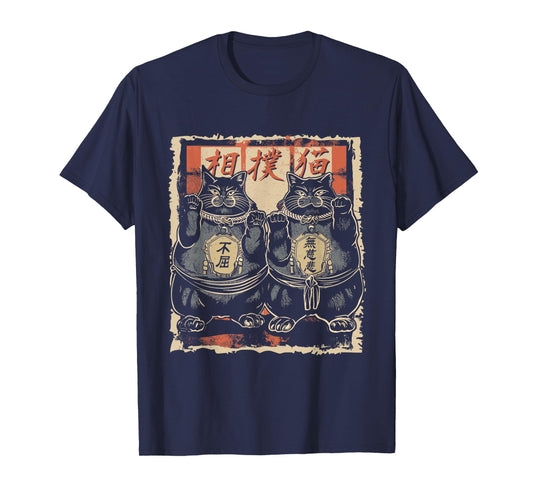 Japanese Sumo Wrestler Cats Men Women Kids T-Shirt