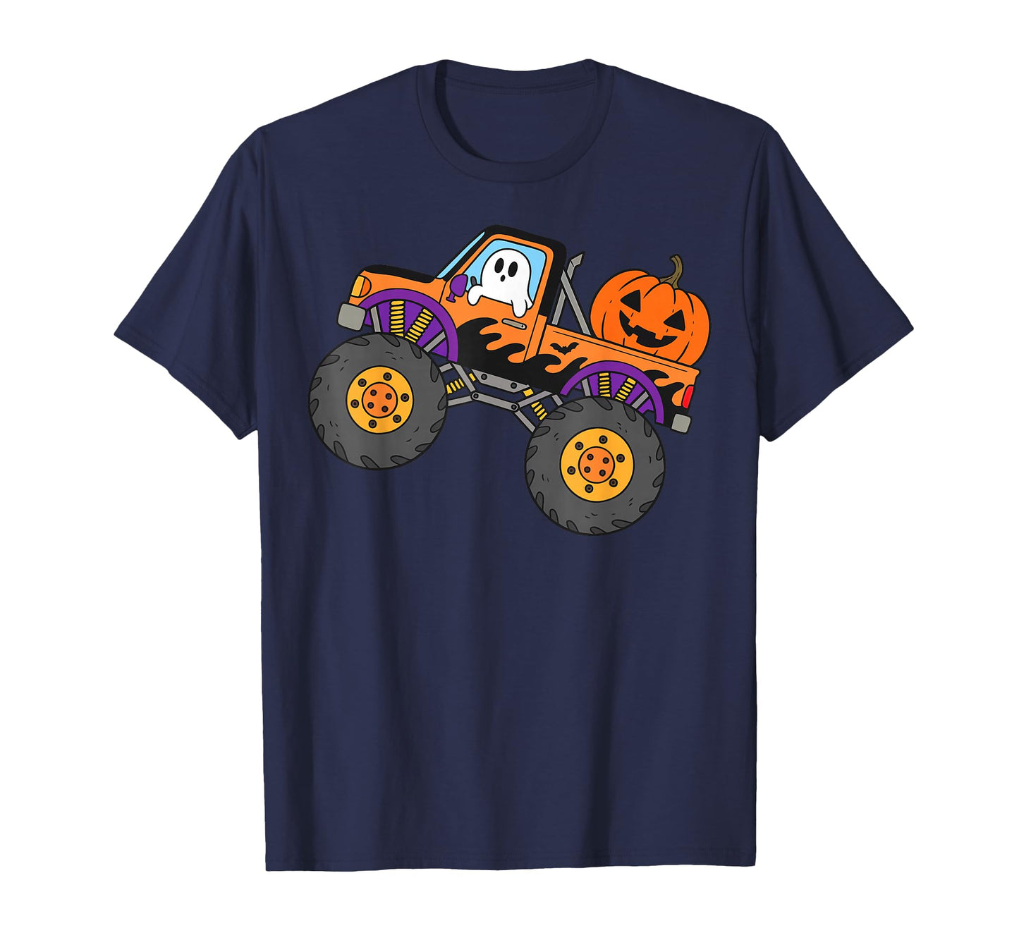 Monster Truck Ghost Pumpkin Halloween Costume Toddler Boys T-Shirt