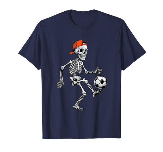 Skeleton Soccer Halloween Costume Funny Men Boys Kids T-Shirt