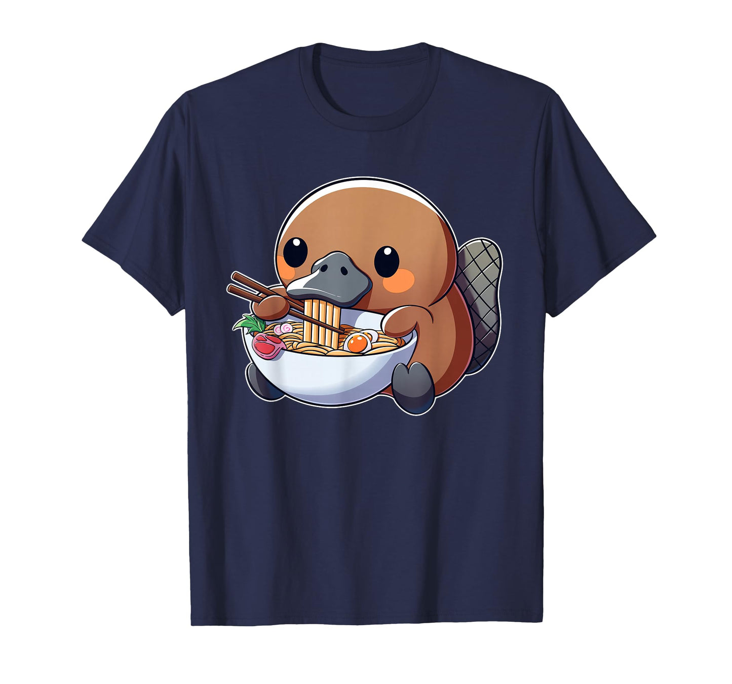 Cute Platypus Ramen Anime Kawaii Japanese Eating Noodle Kids T-Shirt