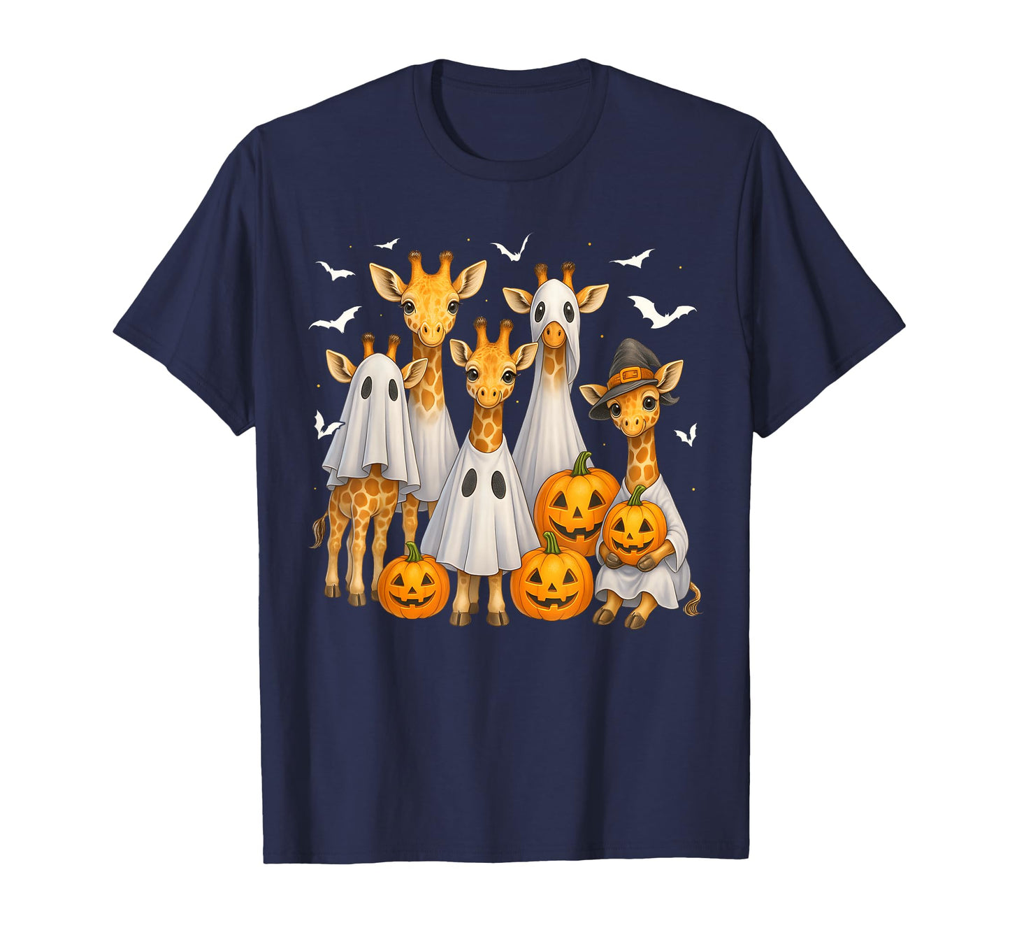 Funny Giraffe Halloween Lover Spooky Ghost Men Women Kids T-Shirt