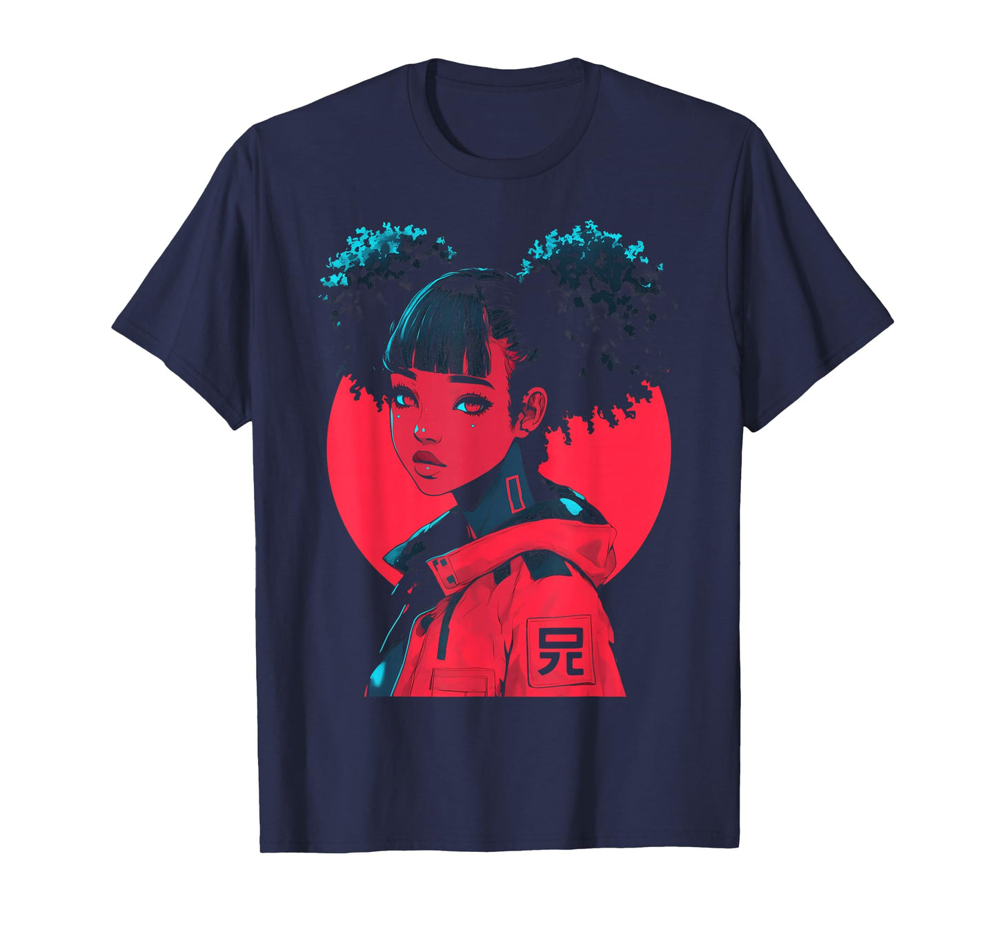 Harajuku Cyberpunk Black Girl Anime Manga Waifu Japanese T-Shirt