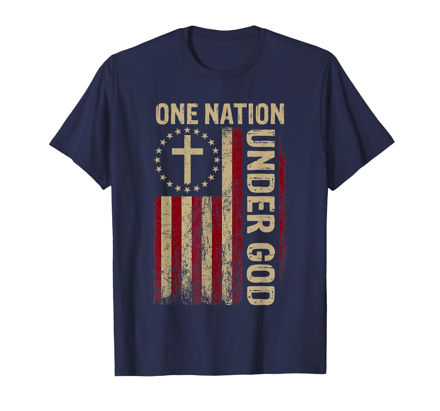 One Nation Under God Flag 4th of July Patriotic Christian T-Shirt