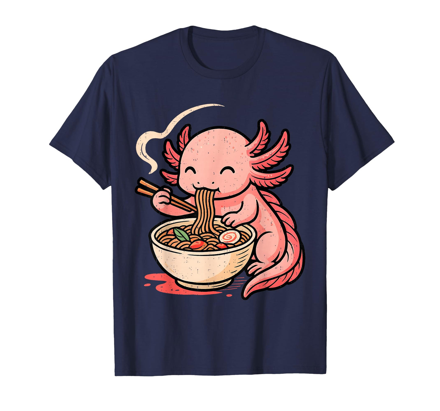 Funny Axolotl Noodle Anime Kawaii Animal Eating Ramen T-Shirt